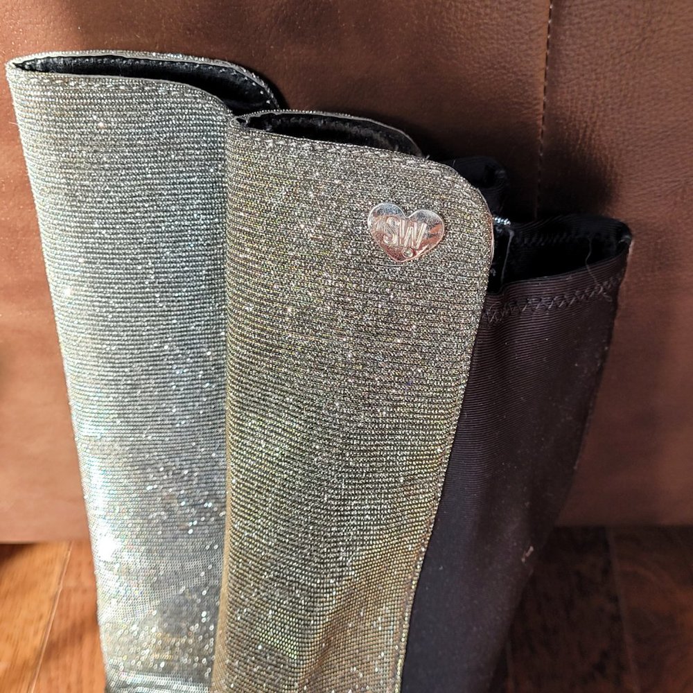 Stuart Weitzman KIDS tall 50/50 Shimmer Boot Size 2 Little Girl - Picture 2 of 5